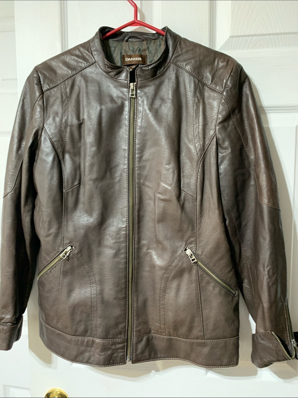 Danier Dark Brown Leather Zip Jacket